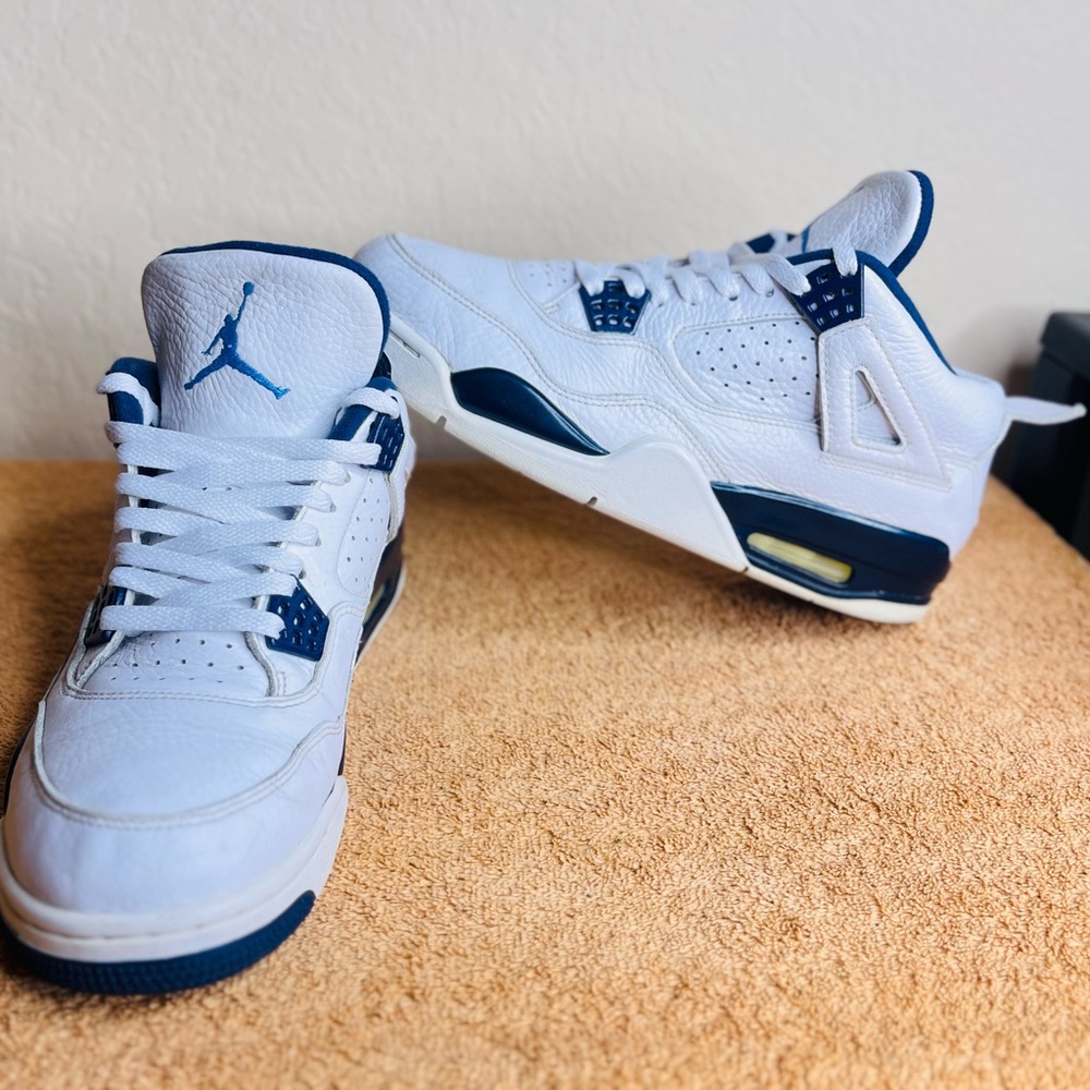 Air Jordan 4 Retro LS Columbia 2015 314254 107 White/Midnight Navy Size 10